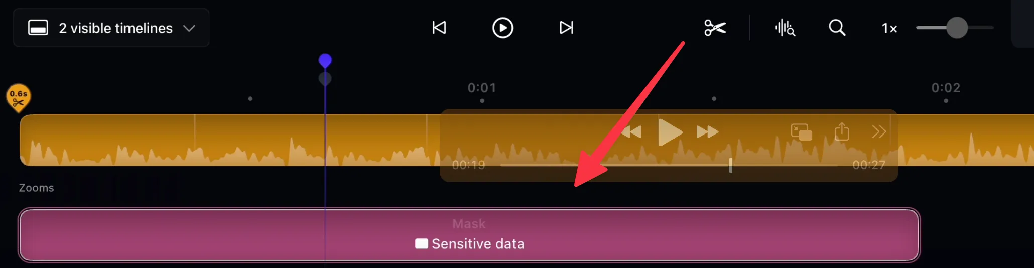 Timeline with blur segment