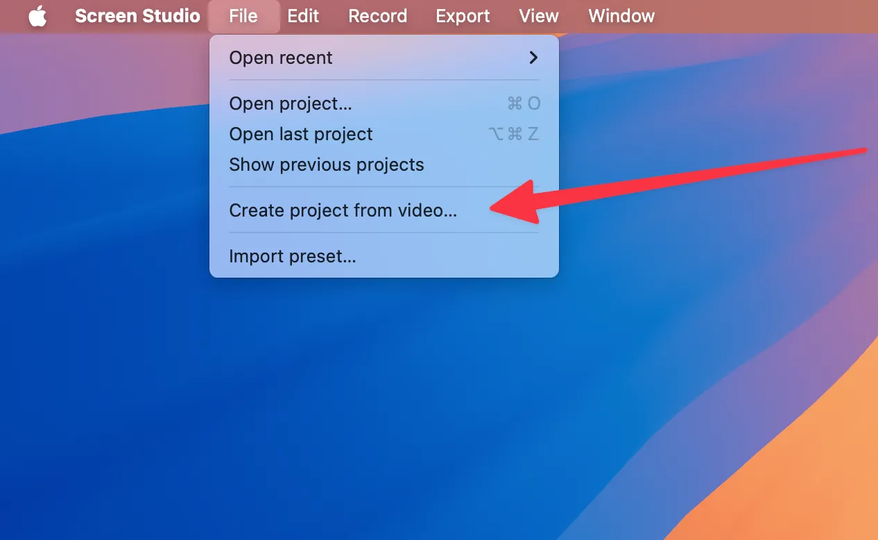 Create Project from Video