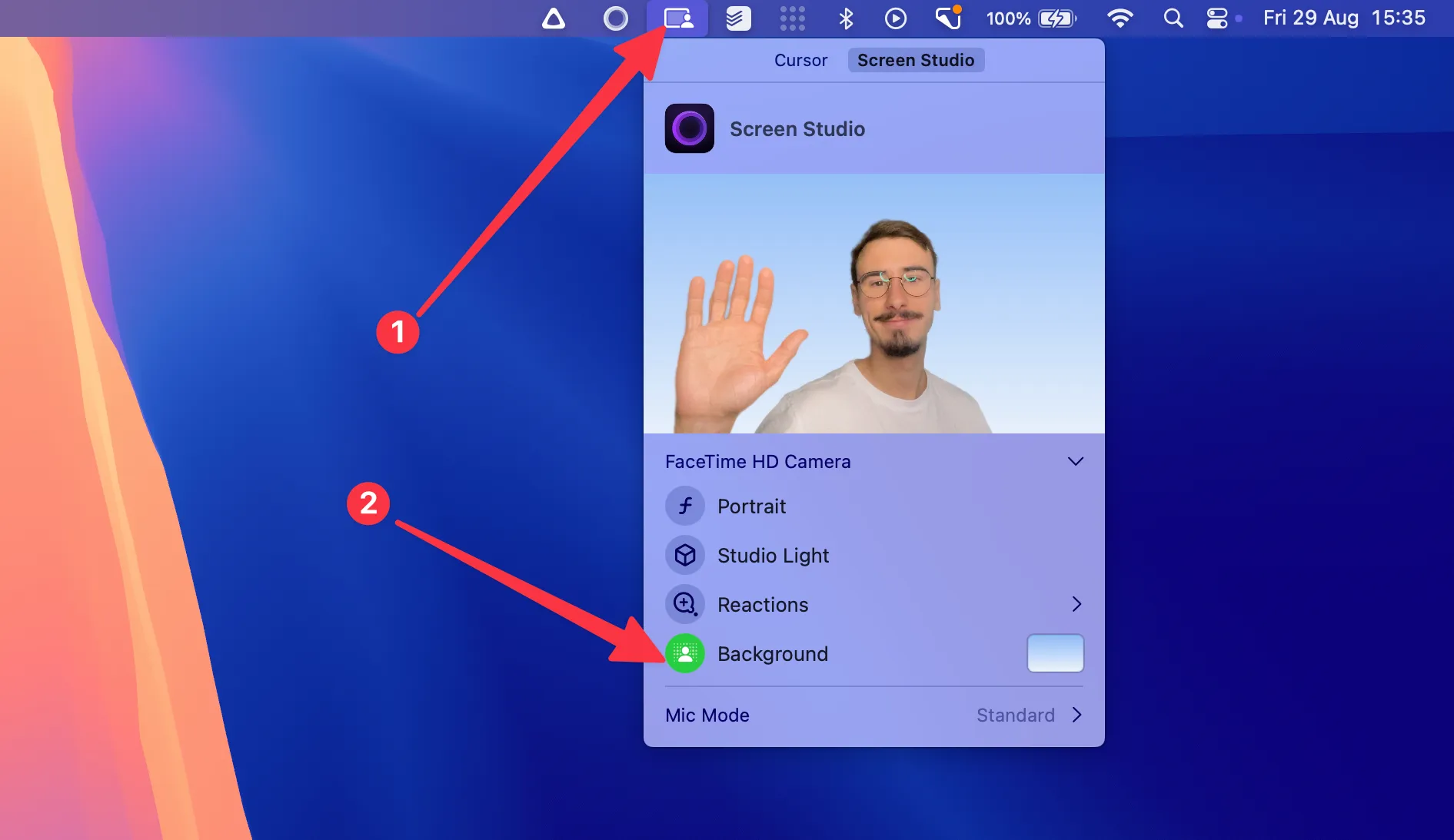 Set Virtual Background using macOS system controls