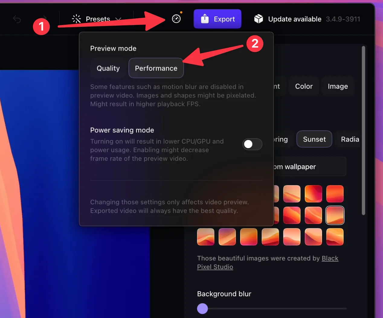 Switch to Performance Mode
